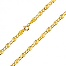 Lanț din aur galben 14K - zale plate, tăieturi stelare, zale hexagonale, 500 mm