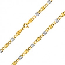 Lanț din aur combinat 585 - zale cu tăieturi, zale hexagonale, 500 mm
