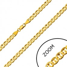 Lanț de aur galben 585 - zale plate separate cu un bob, 600 mm