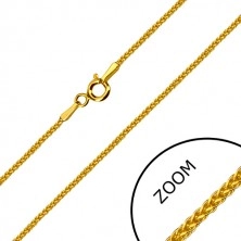 Lanț unghiular din aur galben de 14K - zale dens împletite, inel de închidere cu arc, 500 mm