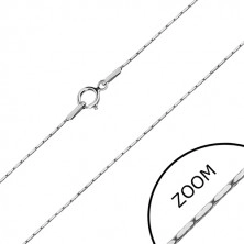 Lanț din aur alb de 14 K - zale dreptunghiulare, lanț unghiular, 500 mm