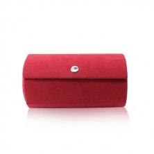 Casetă de bijuterii de culoare roșie - formă de rulou, cutie de bijuterii în trei straturi