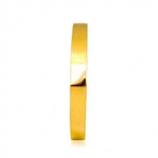 Inel din aur 585 - dreptunghi neted lucios, brațe cu finisaj satinat, 2,5 mm