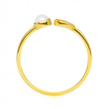 Inel din aur 375 - semilună lucioasă, în formă de zirconiu transparent cabochon
