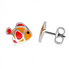 Set din argint 925 - colier și cercei, pește roșu-portocaliu