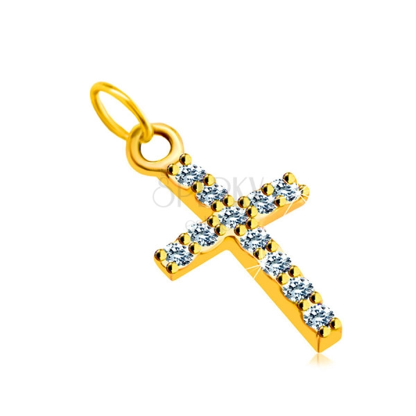 Pandantiv din aur galben 585 - cruce încrustată cu zirconii strălucitoare