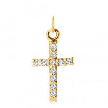 Pandantiv din aur galben 585 - cruce încrustată cu zirconii strălucitoare