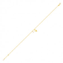 Brățară pentru gleznă din aur galben 14K - contur de cochilie cu decupaj, două perle ovale