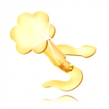 Piercing din aur 375 - șarpe lucios și floare rotundă simetrică