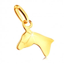 Pandantiv din aur galben 375 - contur lucios al capului de cal