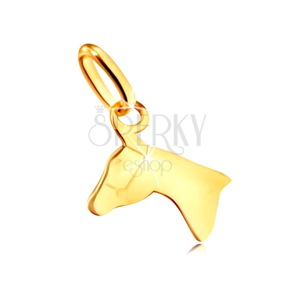 Pandantiv din aur galben 375 - contur lucios al capului de cal