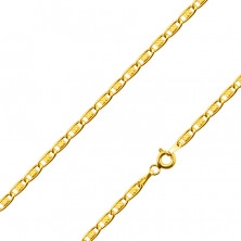 Lanț din aur 585 - zale lucioase împodobite cu un dreptunghi și design, 500 mm