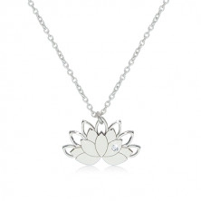 Colier din argint 925 - floare de lotus cu contururi de petale și un zirconiu transparent 