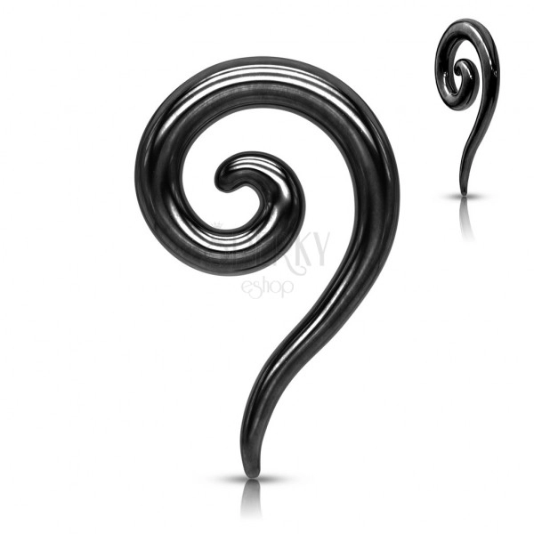 Expander pentru ureche de oțel într-o culoare neagră - spirală răsucită netedă