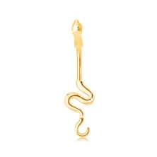 Piercing din aur 375 pentru buric - șarpe lucios cu coada ondulată