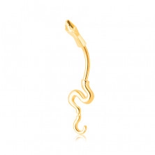 Piercing din aur 375 pentru buric - șarpe lucios cu coada ondulată