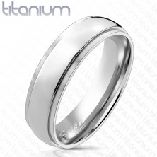 Inel din titan de culoare argintie - dunga lucioasă în centru, 6 mm