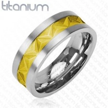 Inel argintiu din titan, cu un ornament auriu