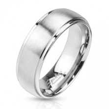 Inel din oțel de culoare argintie - dunga mată în centru, 8 mm