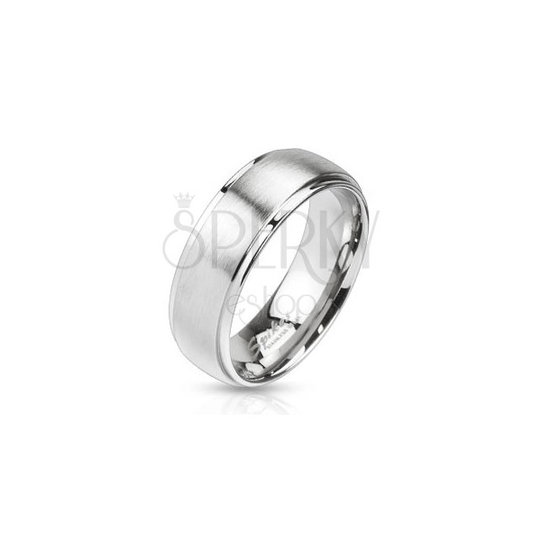 Inel din oțel de culoare argintie - dunga mată în centru, 8 mm