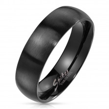 Inel din oțel de culoare neagră - brațe largi cu finisaj mat, 6 mm