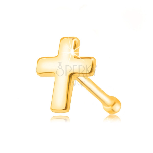 Piercing din 375 aur pentru nas - cruce latină lucioasă