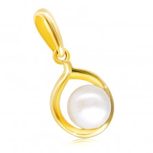 Pandantiv din aur 375 - o perlă albă mărginită cu o linie rotundă