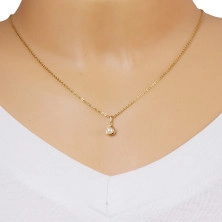 Pandantiv din aur 375 - o perlă albă mărginită cu o linie rotundă