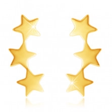 Cercei din aur 9K - trei stele lucioase conectate