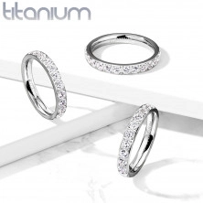 Inel din titan în culoare argintie - zirconii strălucitoare rotunde, 3 mm