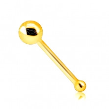 Piercing drept din aur de 9 K - finisat cu o bilă lucioasă minusculă, 1,5 mm