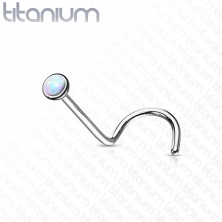 Piercing din titan pentru nas - opal sintetic într-o montură rotundă, 1 mm