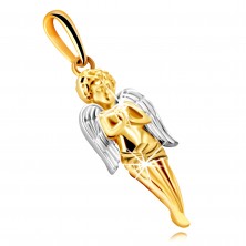 Pandantiv din aur combinat 14K - un înger care se roagă cu aripi