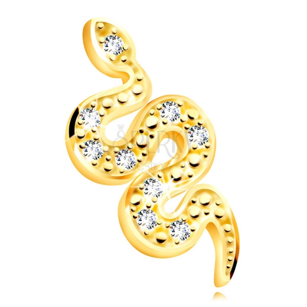 Pandantiv din aur 14K - un șarpe ondulat care se târăște, mici zirconii clare