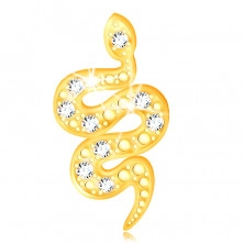 Pandantiv din aur 14K - un șarpe ondulat care se târăște, mici zirconii clare