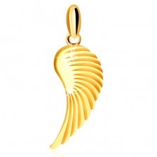 Pandantiv din aur galben 585 - aripa de înger, suprafață gravată lucioasă
