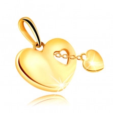 Pandantiv aur de 14K cu contur în formă de inimă - inimă mică pe un lanț