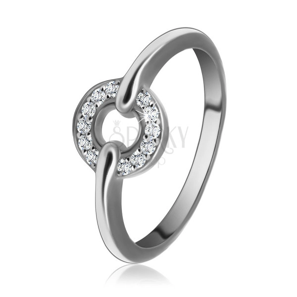 Inel din argint 925 – cerc cu zirconii strălucitoare, 2 mm