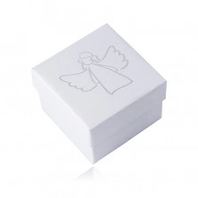 Cutie cadou pentru un pandantiv sau cercei - culoare albă, motivul unui înger