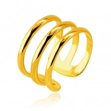 Piercing fals din aur 585 pentur ureche - inel format din trei benzi subțiri lucioase