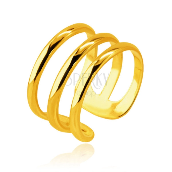 Piercing fals din aur 585 pentur ureche - inel format din trei benzi subțiri lucioase