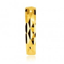 Piercing din aur galben 585 - inel de ureche cu un model de pătrate teșite, finisaj strălucitor