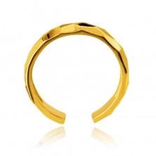 Piercing din aur galben 585 - inel de ureche cu un model de pătrate teșite, finisaj strălucitor