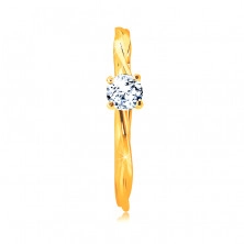Inel de logodnă din aur galben de 14 K - zirconiu transparent în inel