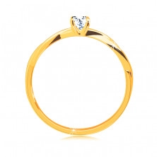 Inel de logodnă din aur galben de 14 K - zirconiu transparent în inel