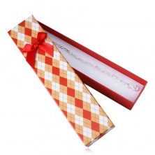 Cutie cadou pentru un lanț sau o brățară - model chequered, arc roșu