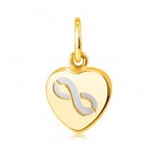 Pandantiv din aur de 9K - motiv inimă cu sidef, cu cadru subțire neted, model „INFINIT”