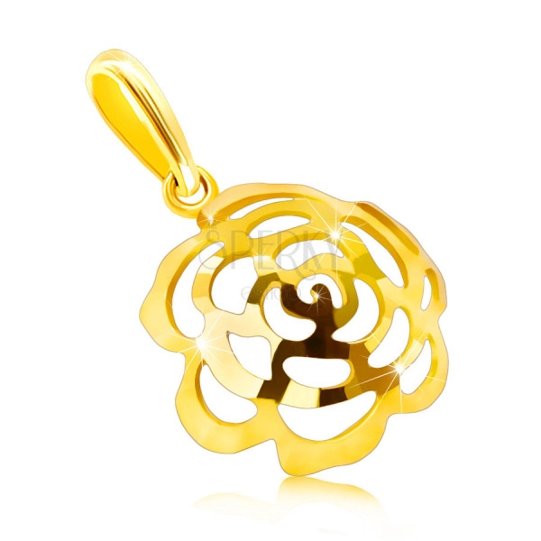 Pandantiv din aur de 14K – floare convexă în formă de emisferă, cu decupaje drept petale
