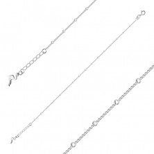 Brățară pentru gleznă, din argint 925 – lanț din zale pătrate, bile, pandantiv flamingo