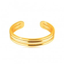 Inel din aur galben 585 cu umeri deschiși - trei benzi subțiri netede